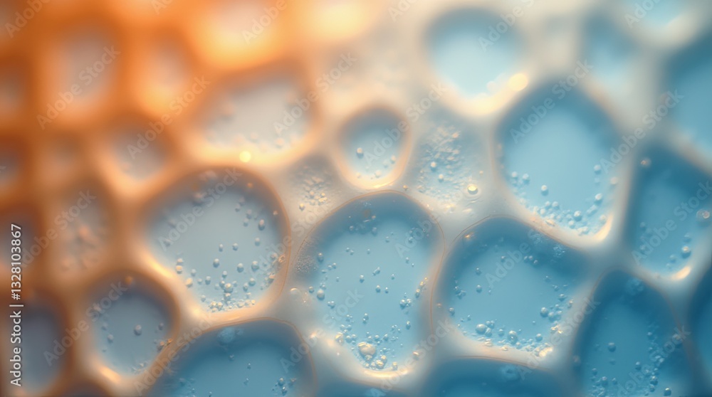 Poster the image is of a blurry, abstract pattern of bubbles