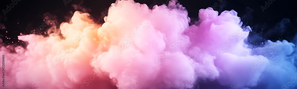 Poster colorful smoke clouds blend in a dark background, creating a vibrant and mystical atmosphere.