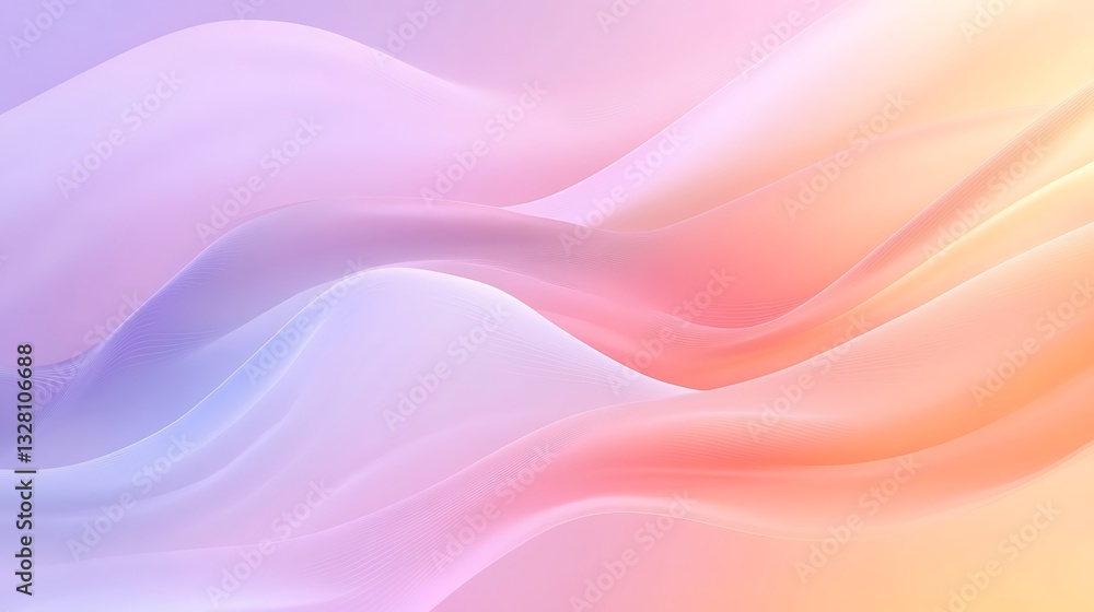 Poster soft pastel waves blend harmoniously in an abstract fluid design, evoking calm and creativity.