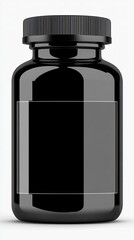 Fototapeta premium Black Pill Bottle Mockup: A Sleek and Modern Design for Pharmaceutical Packaging