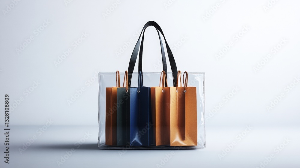 Poster elegant clear tote bag with black handle perfect for stylish and practical carrying of everyday esse