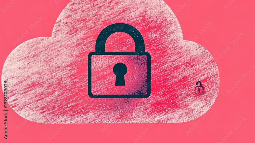 Aufkleber abstract illustration of cloud security services in unique stylized design with a lock symbolizing c