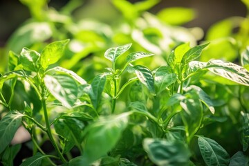 Obraz premium Fresh green plants growing healthy in natural sunlight in the garden