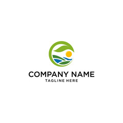new environmental logo design with river and land that is simple and elegant