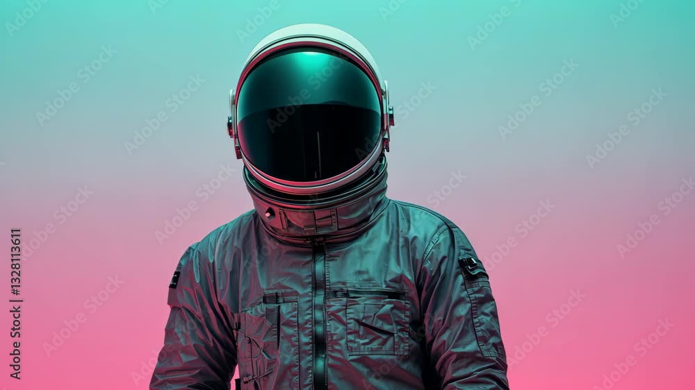 Aufkleber astronaut floating in outer space with spacecraft minimalist background