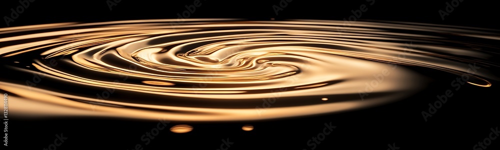 Poster swirling gold liquid creates a mesmerizing abstract pattern against a dark background.