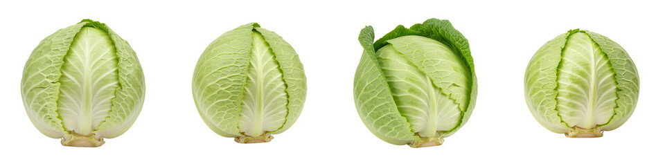 Fototapeta premium Set of Fresh Pointed White Cabbage