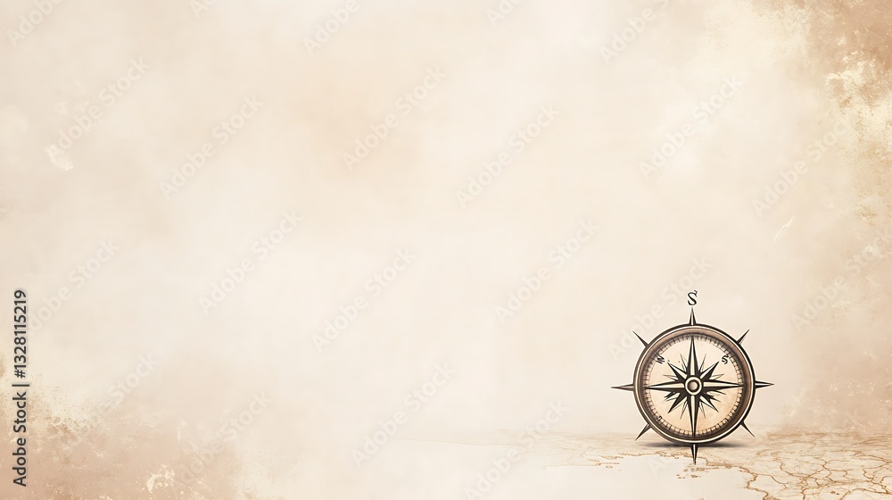 Poster vintage compass on a textured background, symbolizing navigation and adventure.