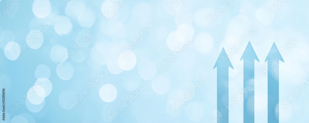 Poster economic performance employment concepts. abstract blue background with upward arrows and bokeh effe