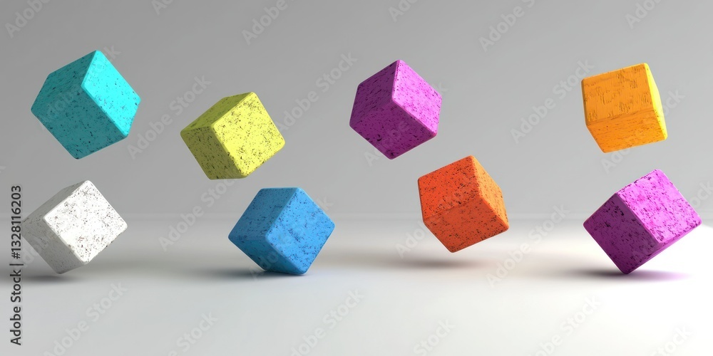 Aufkleber A collection of floating cubes that seamlessly merge into one another