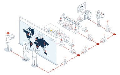 Smart logistics automated warehouses, efficient labor, wireless transport, robotics, Industry 4.0 with AGV and AMR.