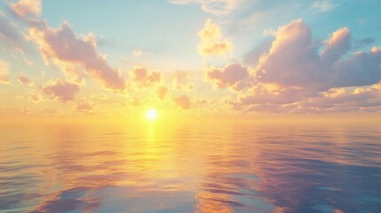 Fototapeta premium Vibrant Sunset Over Calm Ocean Water