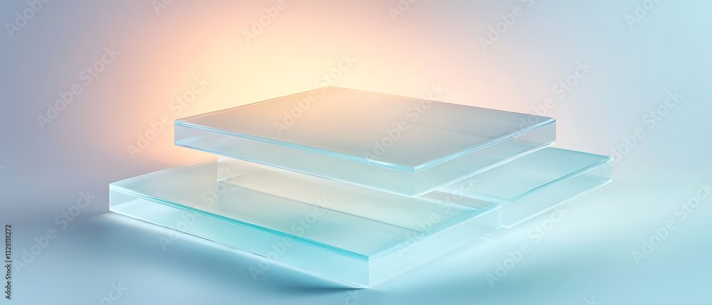 Aufkleber glass layers displaying modern design studio setting digital art minimalist environment close-up vie
