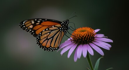 Monarch Butterfly on Purple Coneflower A Stunning Close-Up Photograph of Nature's Beauty