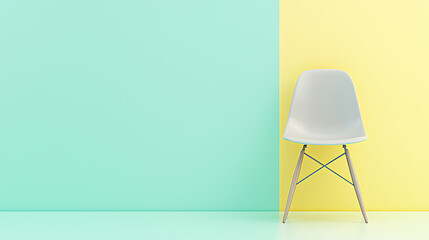 Minimalist chair in pastel colors modern interior design bright environment creative viewpoint