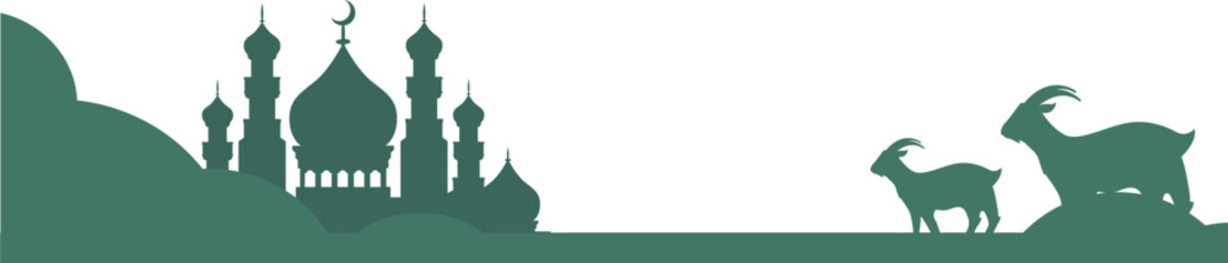 Islamic Festival Footer Design with Golden Lanterns and Arabic Patterns