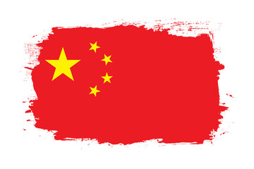 The flag of China. Hand-painted flags. Ink effect. The brush effect. Flag icon. Standard color. Computer illustration. Digital illustration. Vector illustration.