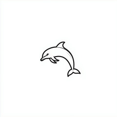 Fototapeta premium Line Logo of a Dolphin – Stylish Black and White Marine Animal Vector Graphic