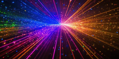 Fototapeta premium A dazzling explosion of vivid multicolored lights in a dark space