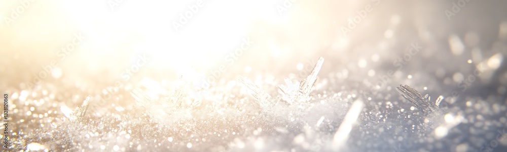 Poster shimmering water droplets reflect soft light, creating a tranquil and ethereal atmosphere.