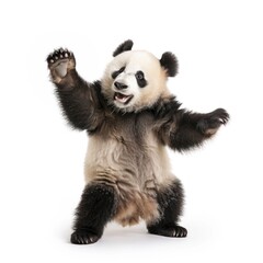 Obraz premium Happy smiling dancing giant panda wildlife animal mammal.