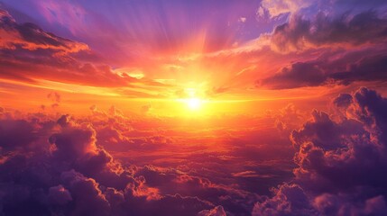 Vibrant Sunset Sky with Orange Purple Clouds