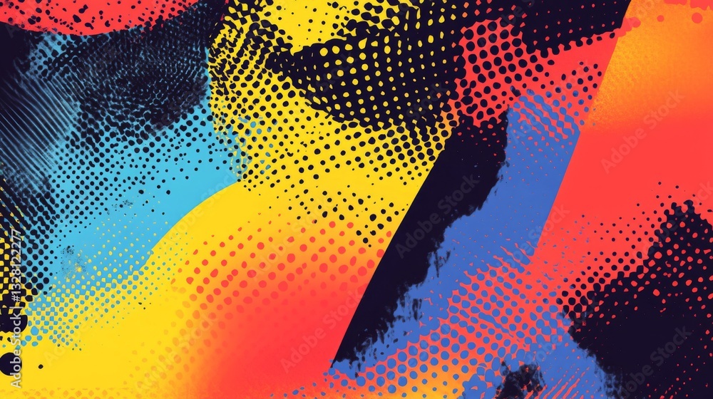 Poster abstract colorful halftone background with dynamic gradient and dotted texture