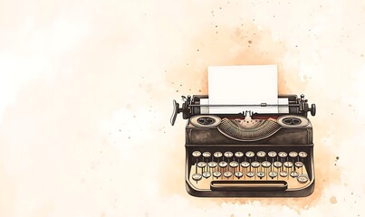 Vintage typewriter on a textured background with a blank sheet of paper ready for writing.