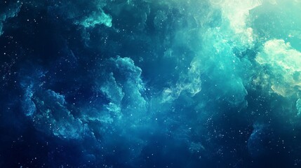 Fototapeta premium Blue and Teal Cosmic Nebula with Sparkling Stars