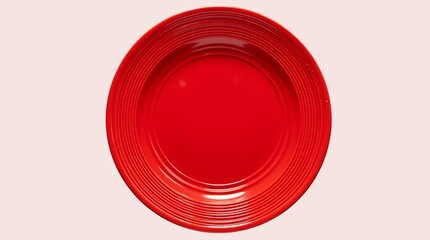A red plate with a white background