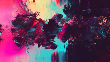 Abstract Colorful Digital Painting with Vivid Pink and Purple Hues