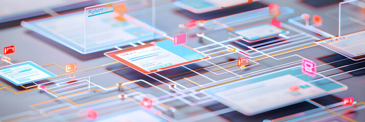 Conceptual Illustration of User Experience Sitemap Creation with Hierarchical Website Structure
