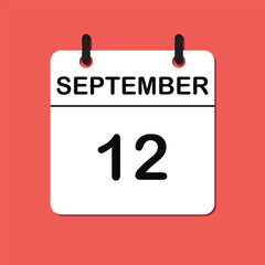 September 12. Daily Calendar icon for design. Simple design for business brochure, flyer, print media, advertisement. Easily editable.