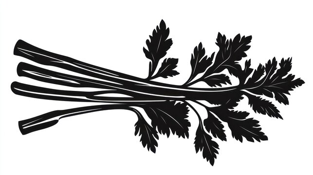 black celery bunch on white background clip art preview