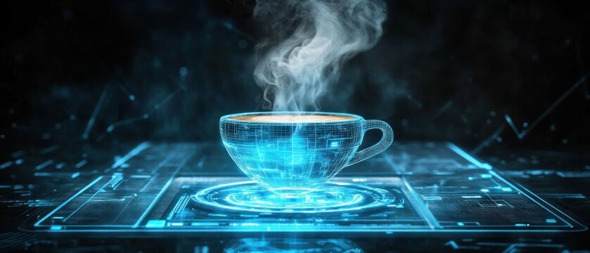 Futuristic Coffee Break: A Digital Cup of Joe