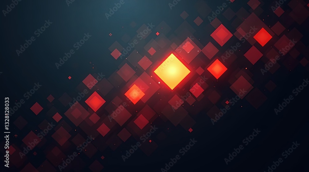 Aufkleber a black and red background with a yellow square in the middle