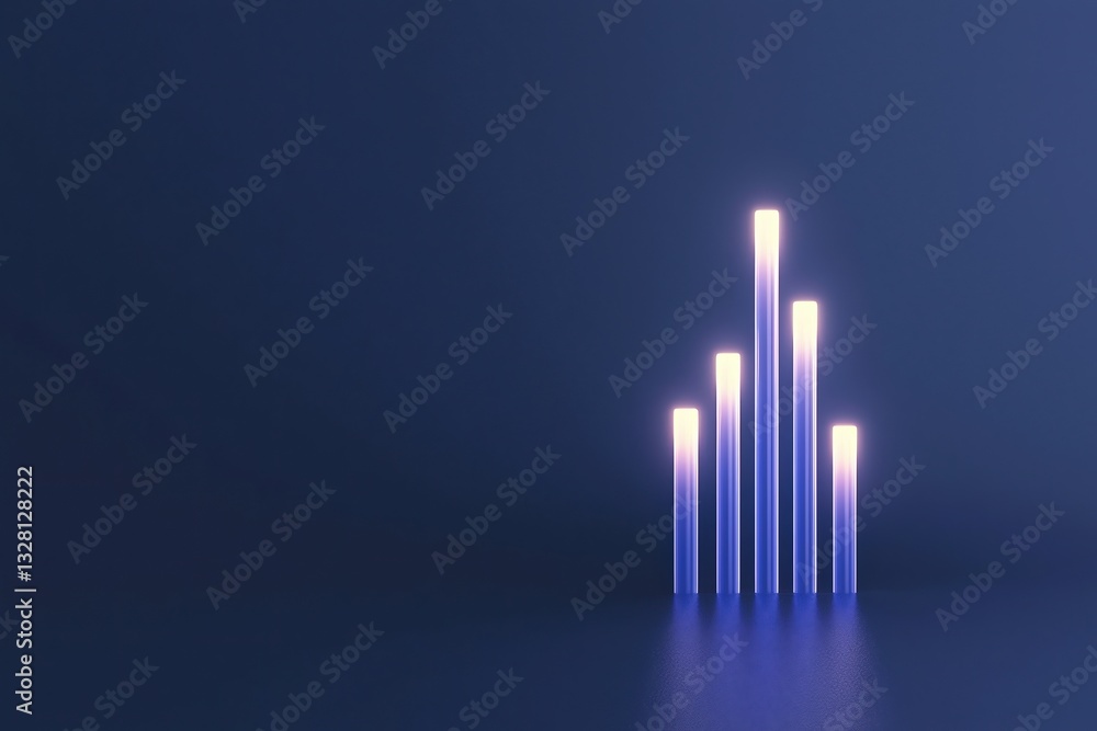 Poster glucose levels management concepts. abstract light bars in varying heights on a dark background.