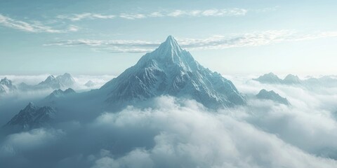 A fantasy-inspired floating mountain peak surrounded by clouds
