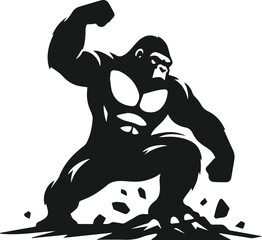 gorilla pounding the ground vector animal silhouette black 