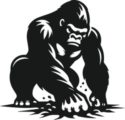 gorilla pounding the ground vector animal silhouette black 
