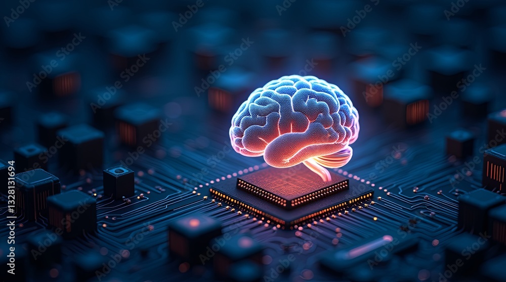 Poster A computer chip with a brain on it