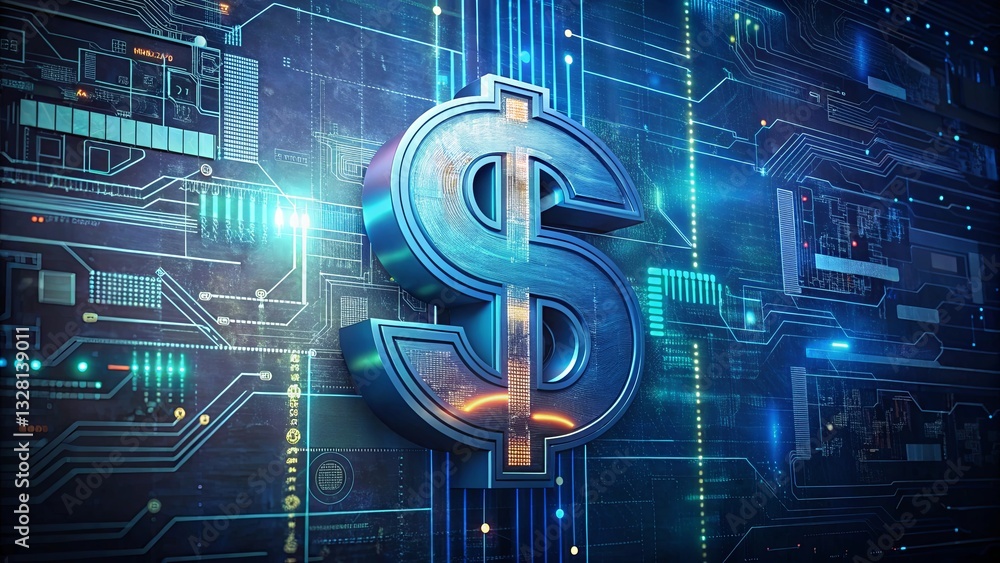 Aufkleber a dollar sign is displayed on a computer screen