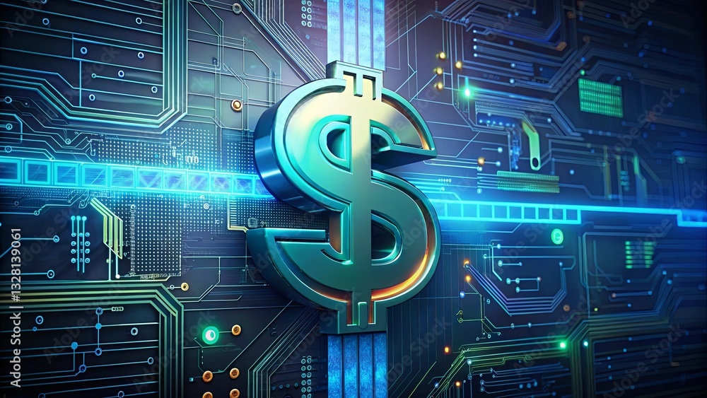 Aufkleber a dollar sign is displayed on a computer screen