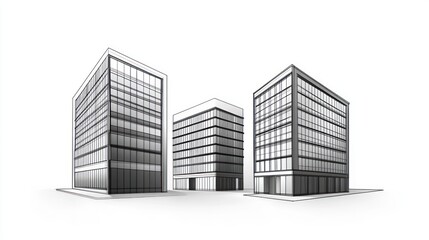 Fototapeta premium Modern Architectural Drawing of City Buildings