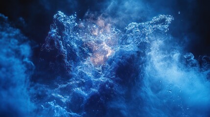 Fototapeta premium Blue nebula cosmic cloud, space background, abstract art, science fiction