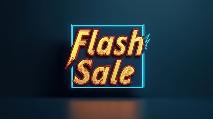 Dynamic neon sign for a flash sale, conveying urgency and excitement for limited-time offers and special promotions.