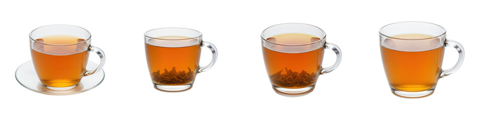 Set of Glass Teacup with Golden Tea