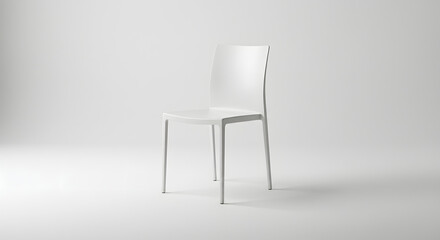 Obraz premium Minimalist White Chair, Modern Furniture Design, Isolated Chair on White, Generative AI image