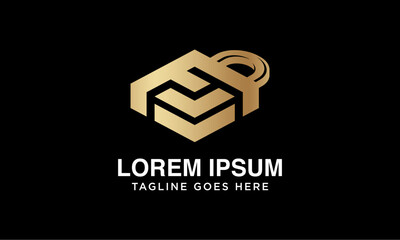 premium logo initial F padlock