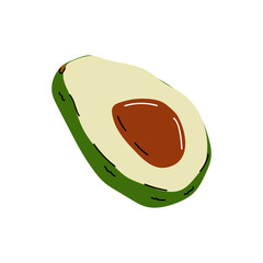 Fresh avocado cut in half featuring a creamy interior and brown seed, perfect for healthy dishes and snacks